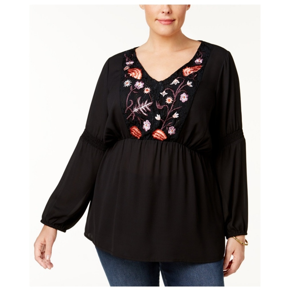 NWT! NY Collection Empire Embroidered Babydoll